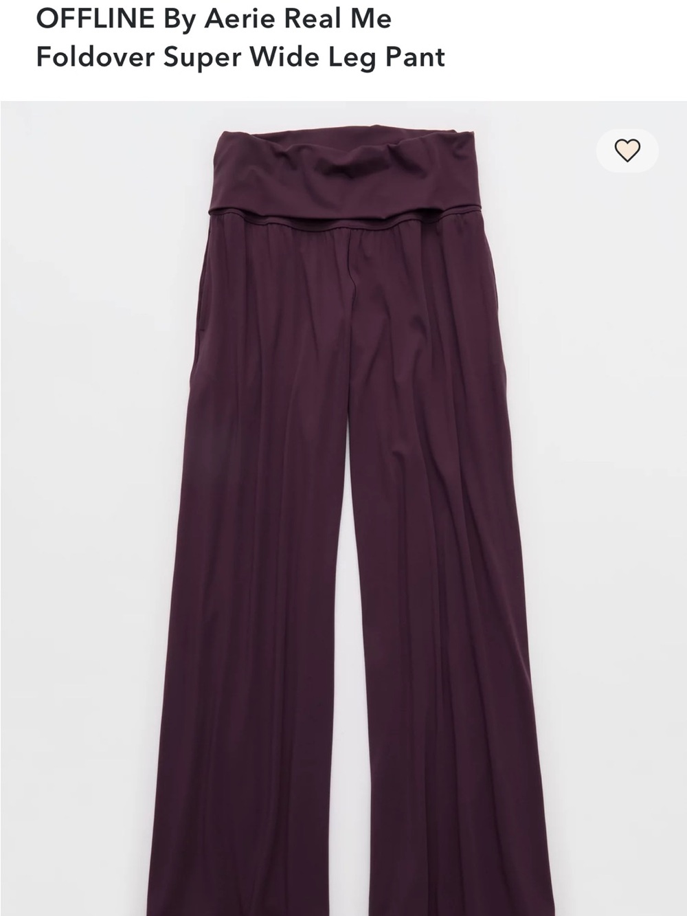 aerie Foldover Wide-Leg Pants in deep red/royal berry
